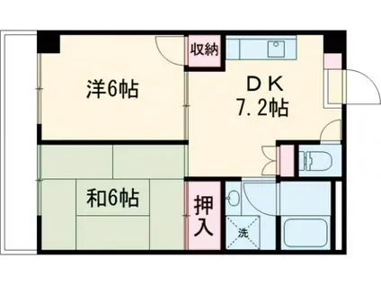 第1コーポムラハシ(2DK/2階)の間取り写真