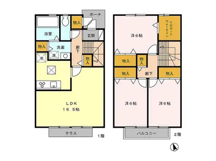 ヴァンクレスト　Ｃ(3LDK)の間取り写真