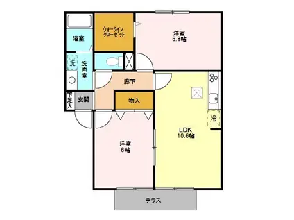 グランシャリオC棟(2LDK/1階)の間取り写真