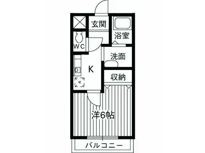 カーサ岩淵(1K/2階)の間取り写真