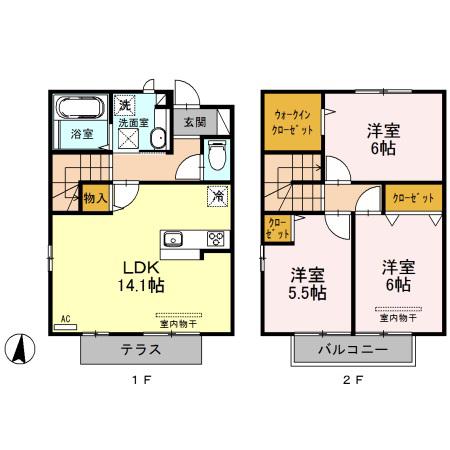 テラスハウス(3LDK)の間取り写真