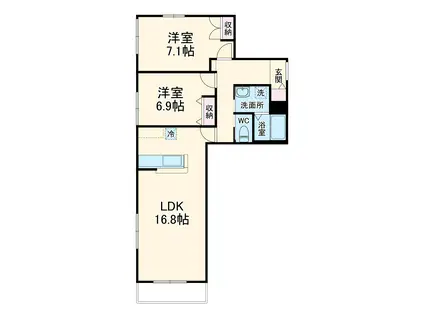 グラン コンフォール大宮S棟(2LDK/2階)の間取り写真