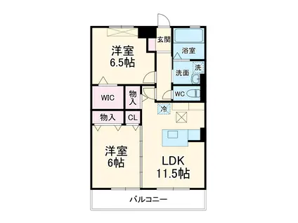 ヴィヴィレフルール(2LDK/1階)の間取り写真