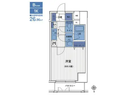 HF三田レジデンス2(1K/5階)の間取り写真