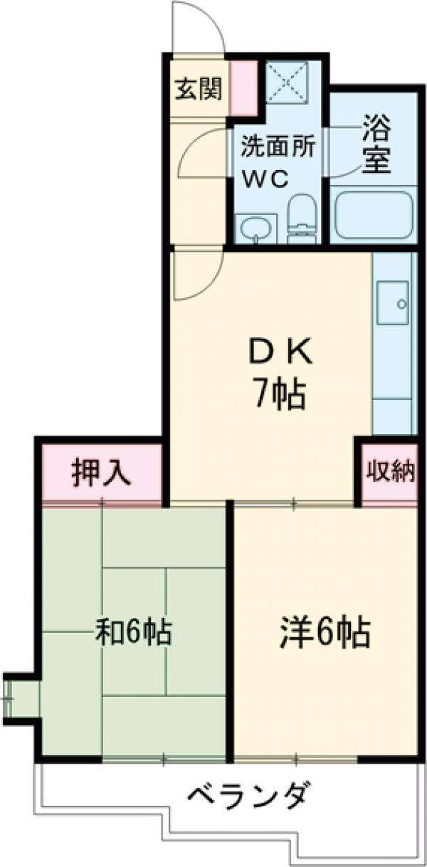 イワタハイツ(2DK/3階)の間取り写真