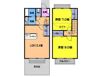 グランディール浄水(2LDK)の間取り写真