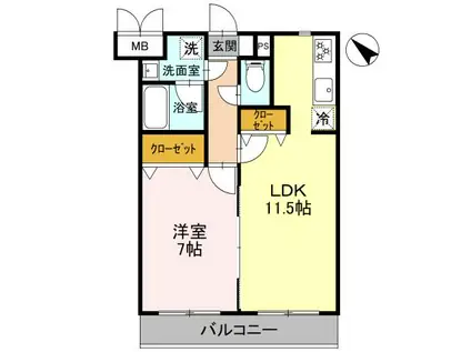 リラッサーレ Ⅰ(1LDK/4階)の間取り写真