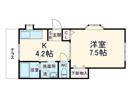 エターナルⅢ(1K/1階)の間取り写真