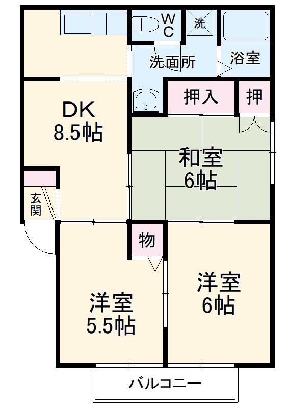 サンハイツ上条(3LDK/1階)の間取り写真