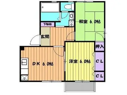 メゾンKATO(2DK/2階)の間取り写真