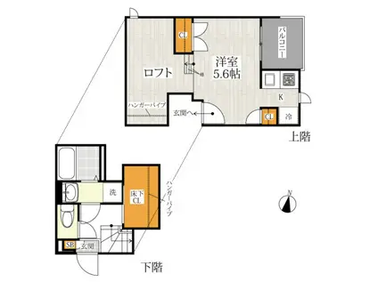 CB今羽ラヴィータ(1K/1階)の間取り写真