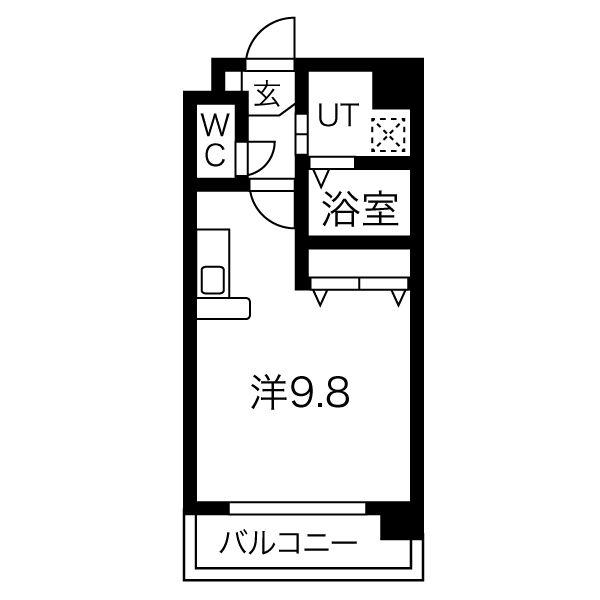 ヴィラ原山 南館(ワンルーム/1階)の間取り写真