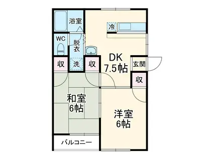 サンハイツⅡ(2DK/1階)の間取り写真