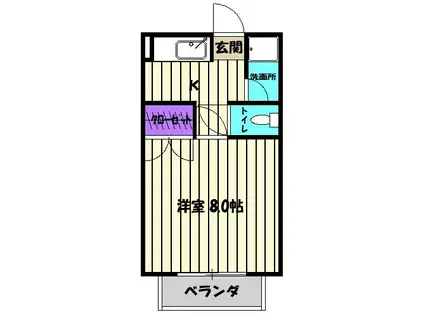 ハイツKTYⅢ(1K/2階)の間取り写真