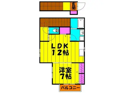アイリス(1LDK/2階)の間取り写真