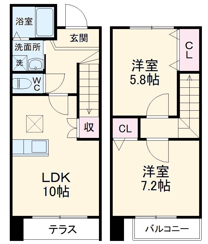 アルバ・カーサ(2LDK/1階)の間取り写真