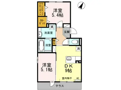 ルピナス宇野(2DK/1階)の間取り写真