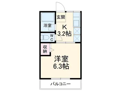 シテイハイム アサヒⅠ(1K/1階)の間取り写真