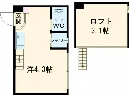 レジデンス赤羽(ワンルーム/2階)の間取り写真