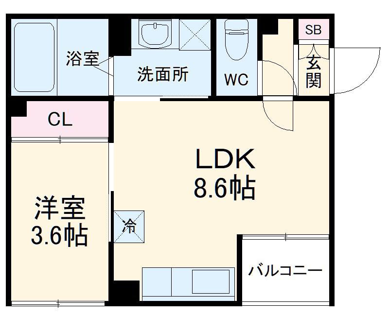 ドルフ 月見(1LDK/2階)の間取り写真