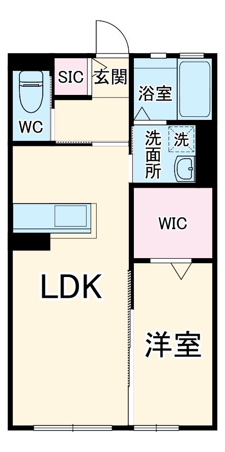 ルミエール北島2(1LDK/2階)の間取り写真