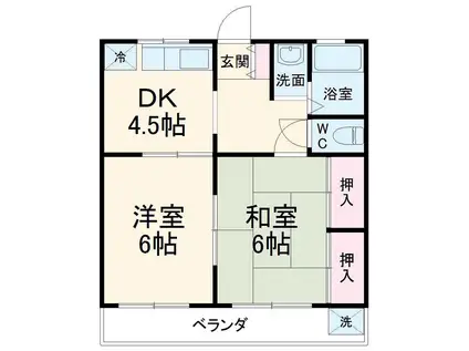NEWCOPOSENA(2DK/1階)の間取り写真