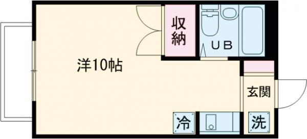 キクチハイツ(ワンルーム/2階)の間取り写真