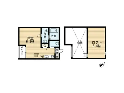 内房線 浜野駅 徒歩4分 2階建 築13年(ワンルーム/1階)の間取り写真
