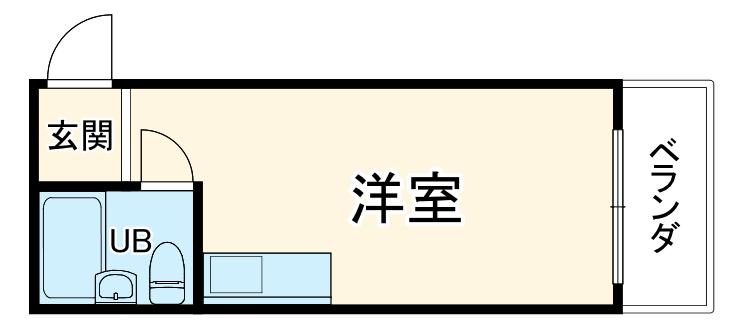 フローラ岸谷(ワンルーム/1階)の間取り写真