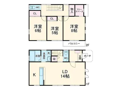 高崎線 宮原駅 徒歩16分 2階建 築21年(3LDK)の間取り写真