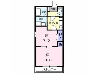 リハイムキャナル(2K/1階)の間取り写真