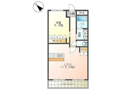 スカイヒルズ(1LDK/4階)の間取り写真