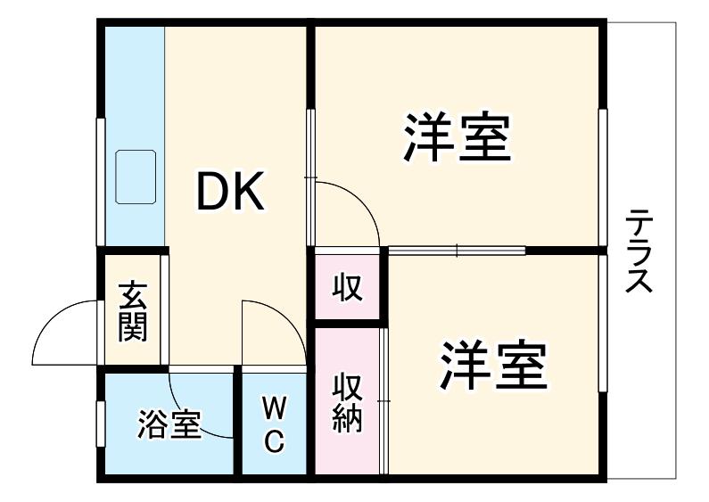 サングリーン桐畑(2DK/1階)の間取り写真