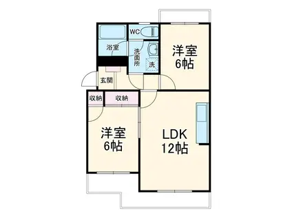 サントピアⅡ(2LDK/3階)の間取り写真