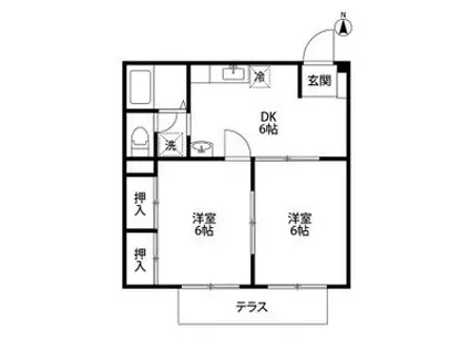 ニューシティ丸山A・B(2DK/1階)の間取り写真