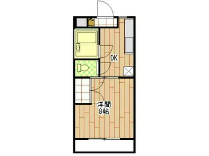 マンションみずほⅡ(1DK/1階)の間取り写真