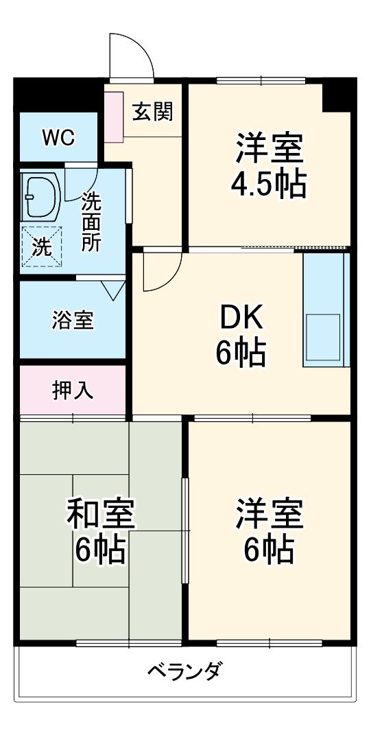 アルシオネ近藤(3DK/2階)の間取り写真