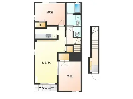 ミッテフリーデⅢ(2LDK/2階)の間取り写真