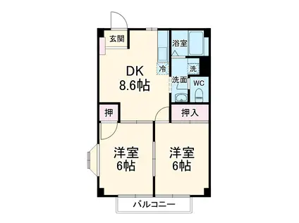 メゾン稲荷山(2DK/1階)の間取り写真