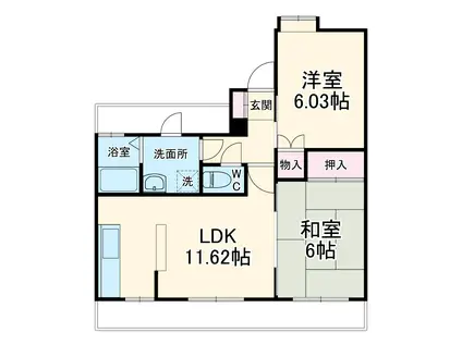 INSURANCE BLDG.Ⅸ(2LDK/6階)の間取り写真