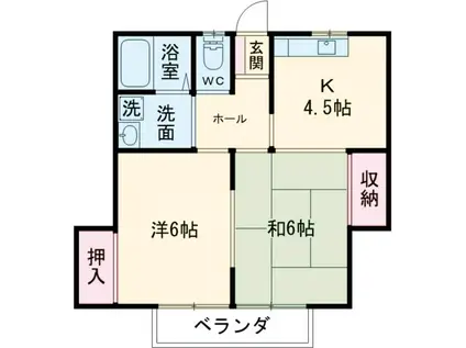 ジュネスタブレット(2DK/2階)の間取り写真
