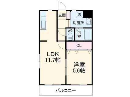 ウイング・イヌイ(1LDK/2階)の間取り写真