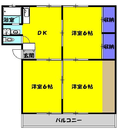 桜ヶ丘ハイツ(3DK/2階)の間取り写真