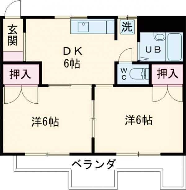 メゾン恋ヶ窪(2DK/2階)の間取り写真