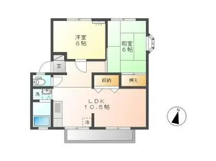 ベルコリーヌ藤ヶ丘(2LDK/2階)の間取り写真