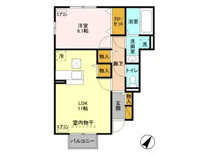 サンモールⅡ(1LDK/1階)の間取り写真