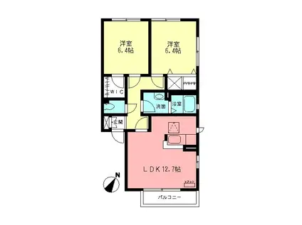 グランドールⅠ(2LDK/2階)の間取り写真