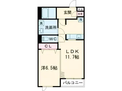 ブライト井の頭(1LDK/1階)の間取り写真