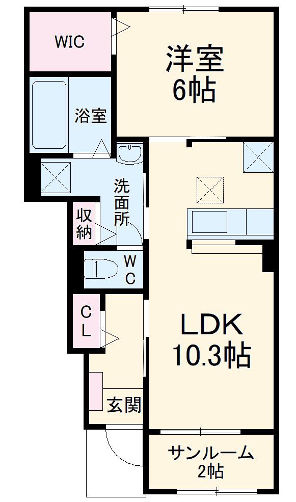 エアリーヒルⅠ(1LDK/1階)の間取り写真
