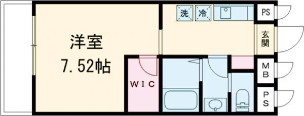プランドール宮町(1K/5階)の間取り写真